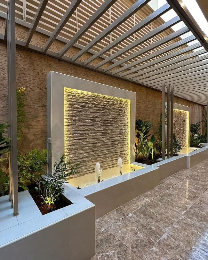 شلالات حدائق حديثة نوافير مائية منزلية تصميم شلال صناعي نافورة مائية للحديقة شلال ونوافير خارجية ديكور مائي عصري